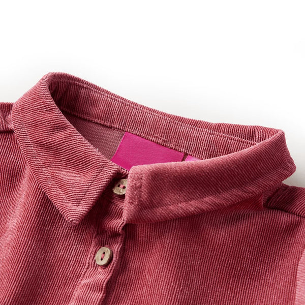 Girls' Dress with Long Sleeves Corduroy Old Pink 116