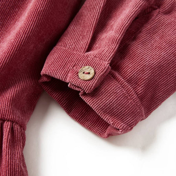 Girls' Dress with Long Sleeves Corduroy Old Pink 116