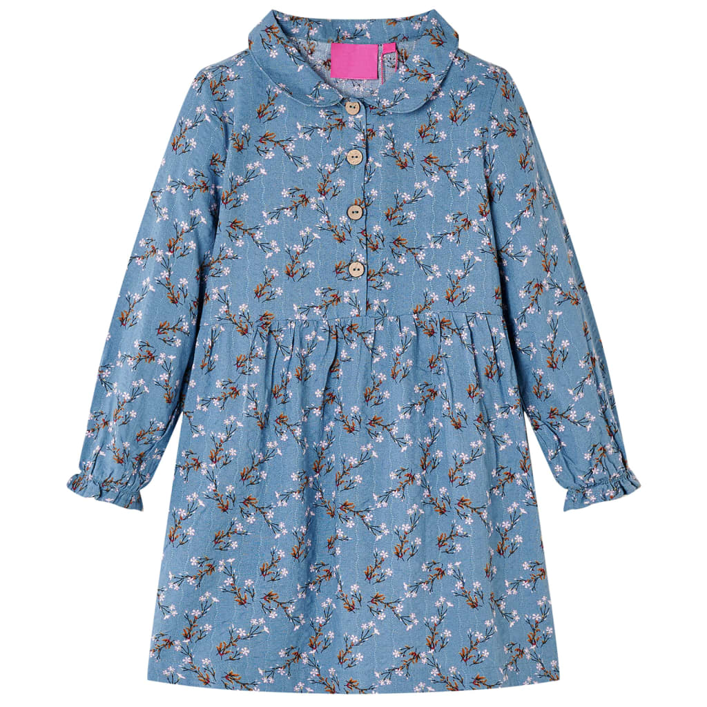 Kids' Dress Long Sleeves Petrol Blue 92