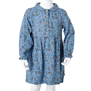 Kids' Dress Long Sleeves Petrol Blue 92