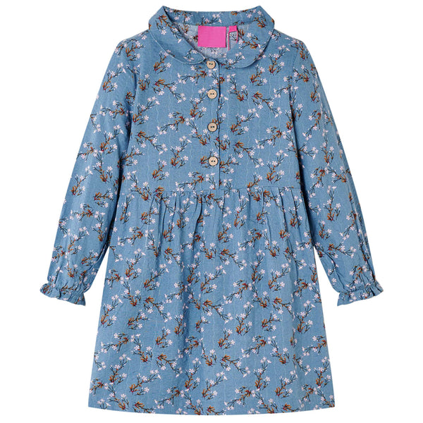 Kids' Long-Sleeved Dress Petrol Blue 104