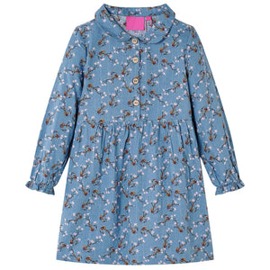 Children's Long-Sleeved Dress Petrol Blue 128