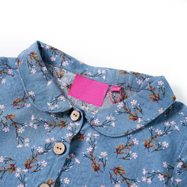 Children's Long-Sleeved Dress Petrol Blue 128