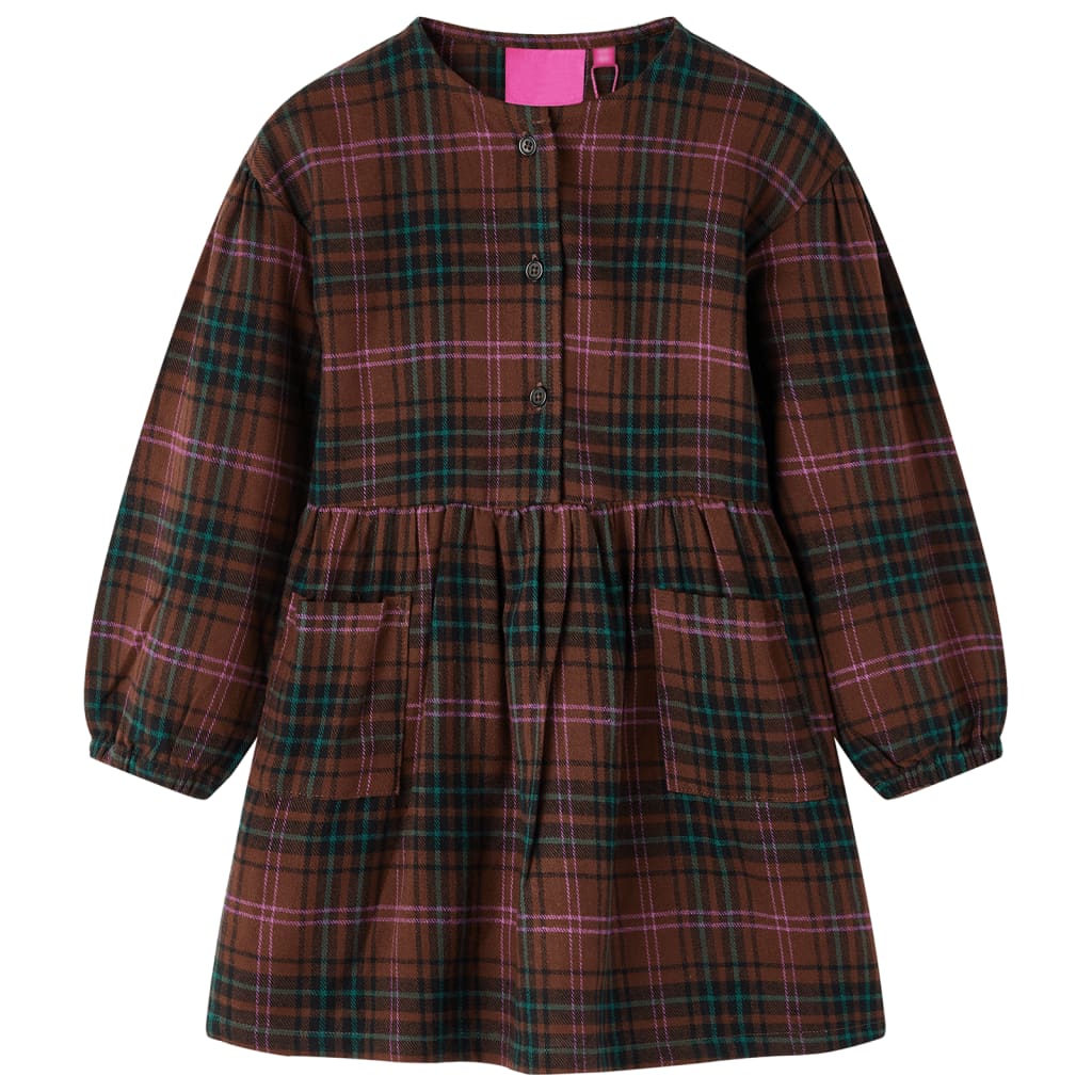 Kids' Long-Sleeve Dress Cognac 128