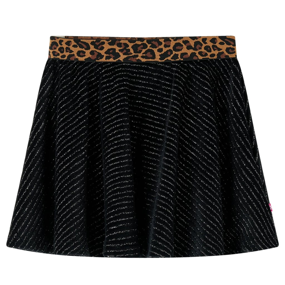 Girls' skirt with waistband in leopard print black 116