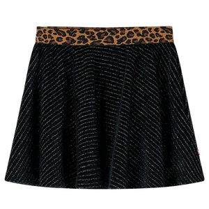 Girls' skirt with waistband in leopard print black 116