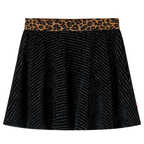 Girls' skirt with waistband in leopard print black 116