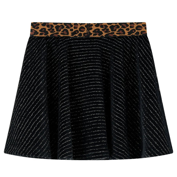 Girls' skirt with waistband in leopard print black 116