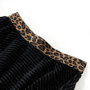 Girls' skirt with waistband in leopard print black 116