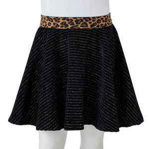 Girls' skirt with waistband in leopard print black 116