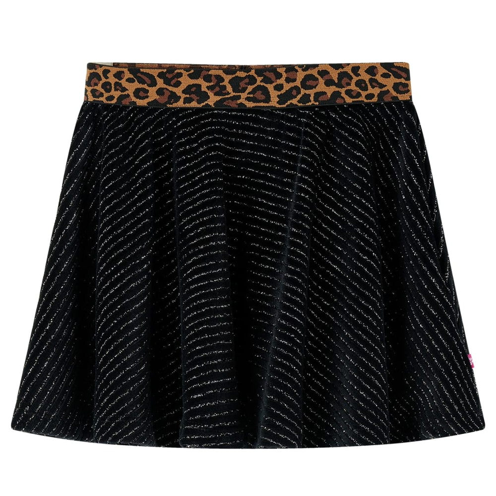 Girls' Skirt with Leopard Print Waistband Black 128