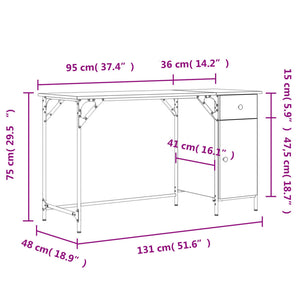 vidaXL Computer Desk Sonoma Oak 131x48x75 cm Engineered Wood