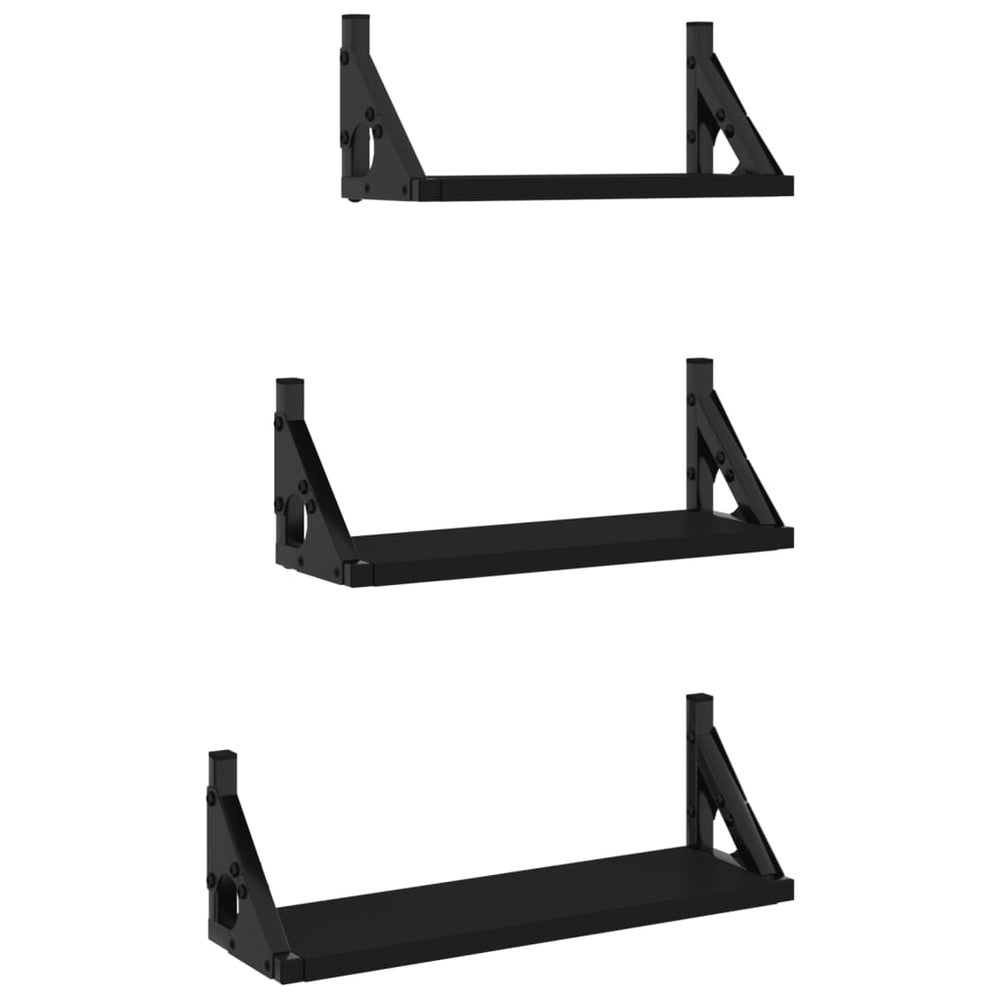 vidaXL 3-Piece Wall Shelf Set Black Engineered Wood