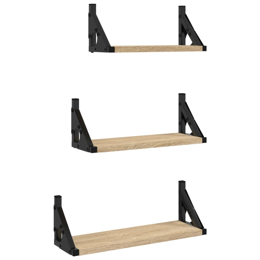 vidaXL 3-Piece Wall Shelf Set Sonoma Oak Engineered Wood