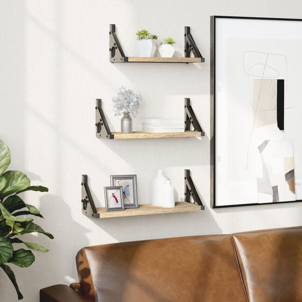 vidaXL 3-Piece Wall Shelf Set Sonoma Oak Engineered Wood