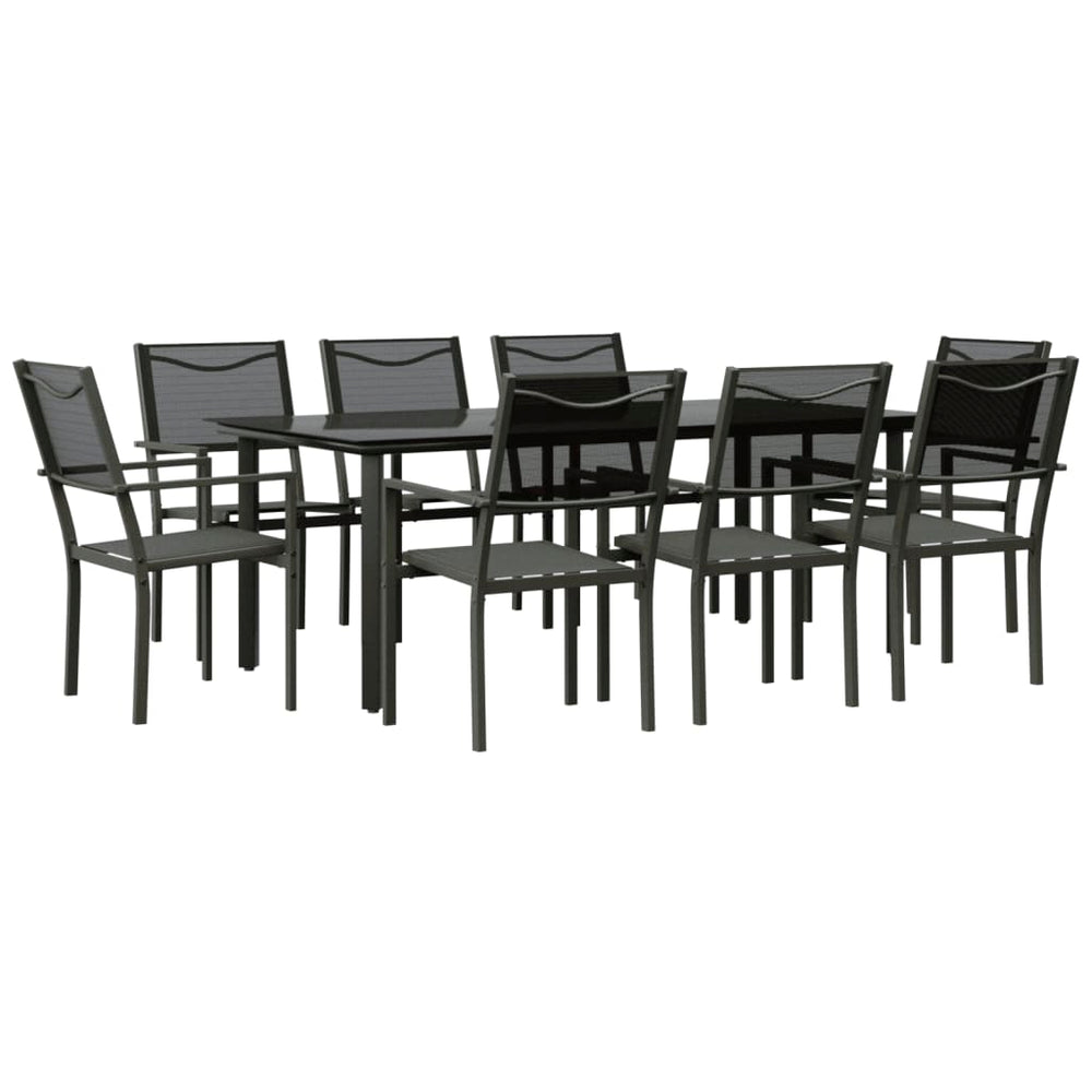 vidaXL 9-piece Outdoor Dining Set Black Steel and Textilene