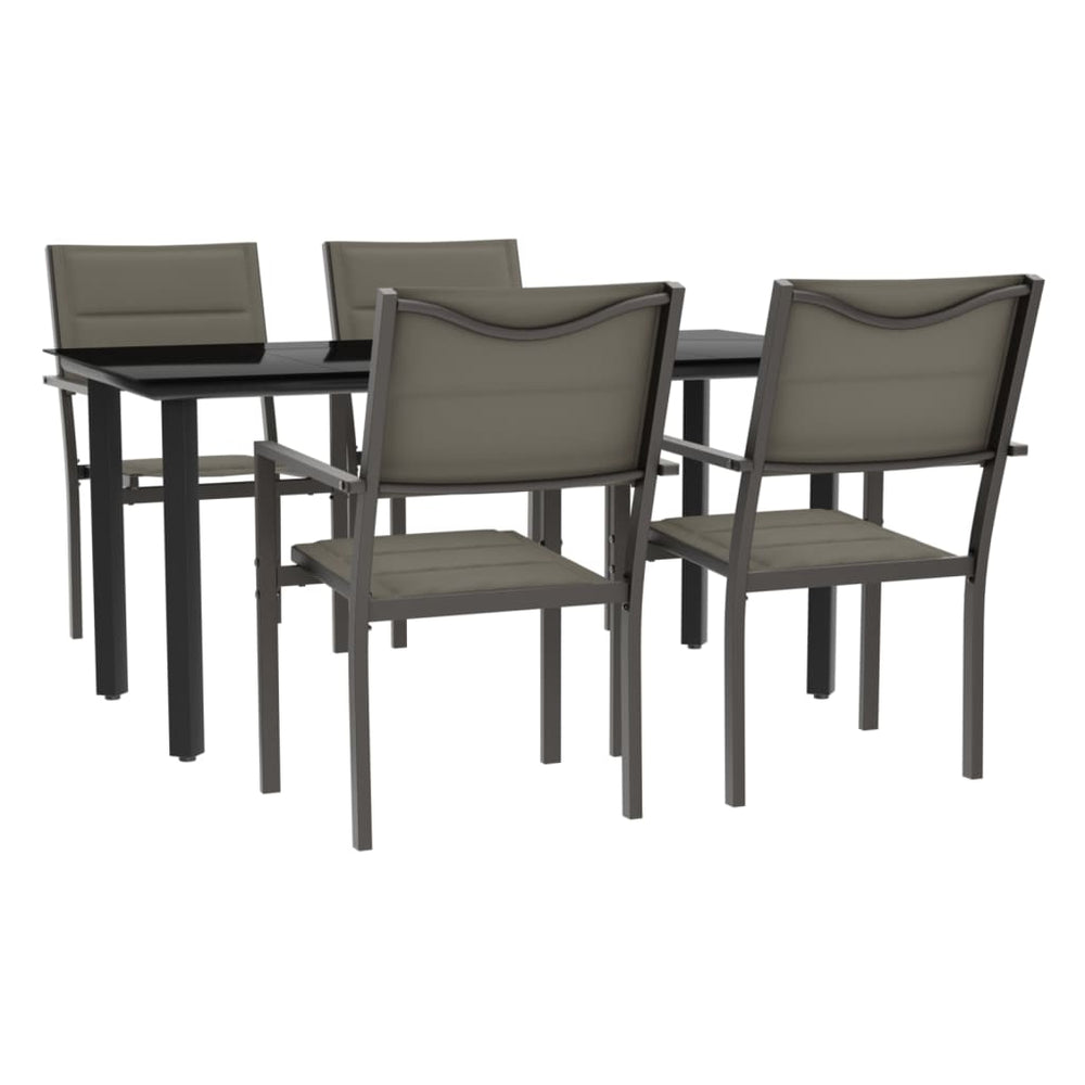 vidaXL 5-piece Outdoor Dining Set Black Steel and Textilene