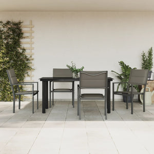 vidaXL 5-piece Outdoor Dining Set Black Steel and Textilene