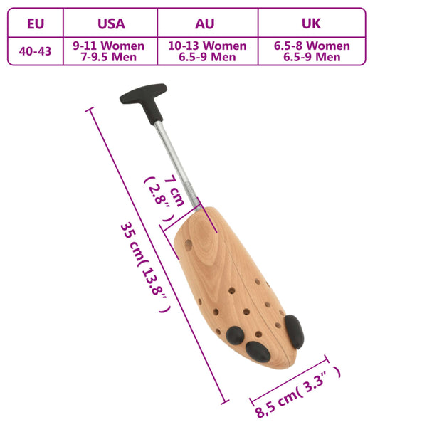 vidaXL Shoe Trees EU 40-43 Solid Beechwood