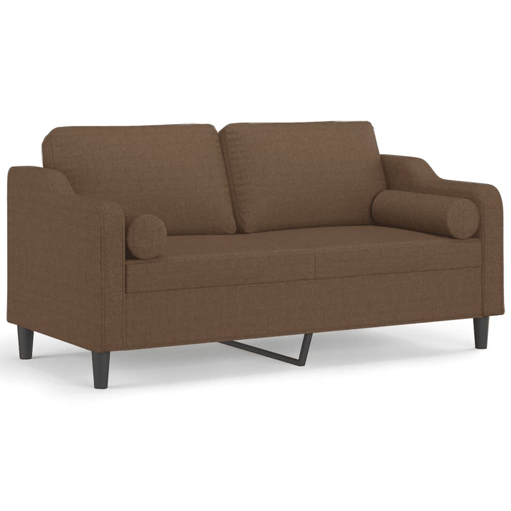 vidaXL 2-Seater Sofa with Throw Pillows Brown 140 cm Fabric