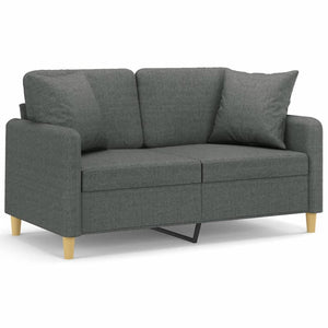 vidaXL 2-Seater Sofa with Throw Pillows Dark Gray 120 cm Fabric