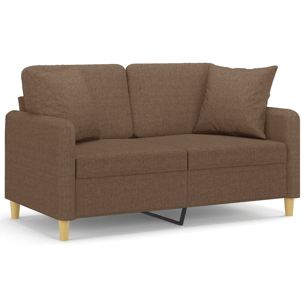 vidaXL 2-Seater Sofa with Throw Pillows Brown 120 cm Fabric