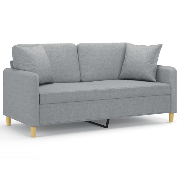 vidaXL 2-Seater Sofa with Decorative Pillows Light Grey 140 cm Fabric