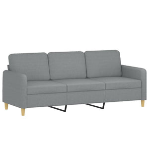 vidaXL 3-Seater Sofa with Throw Pillows Light Gray 180 cm Fabric