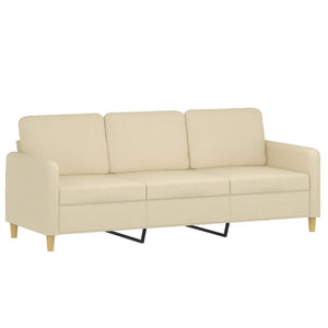 vidaXL 3-Seater Sofa with Throw Pillows Cream 180 cm Fabric