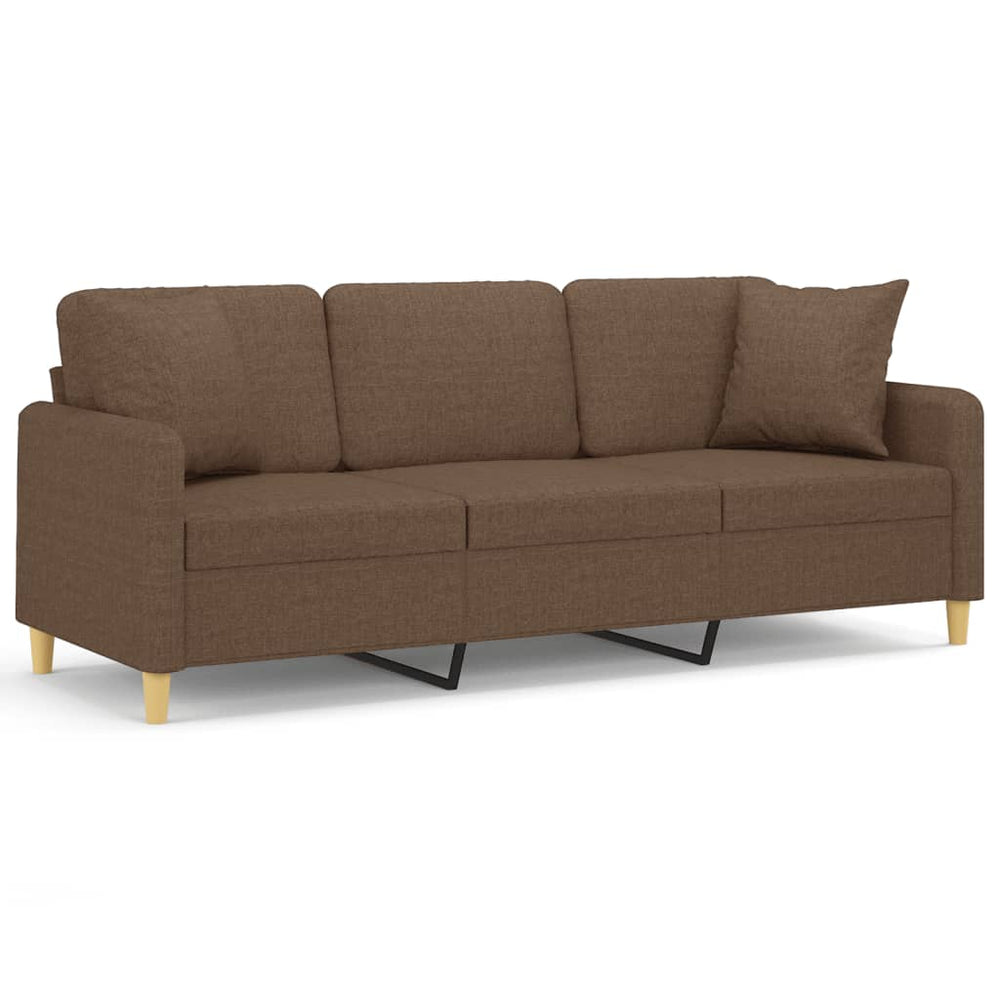 vidaXL 3-Seater Sofa with Throw Pillows Brown 180 cm Fabric