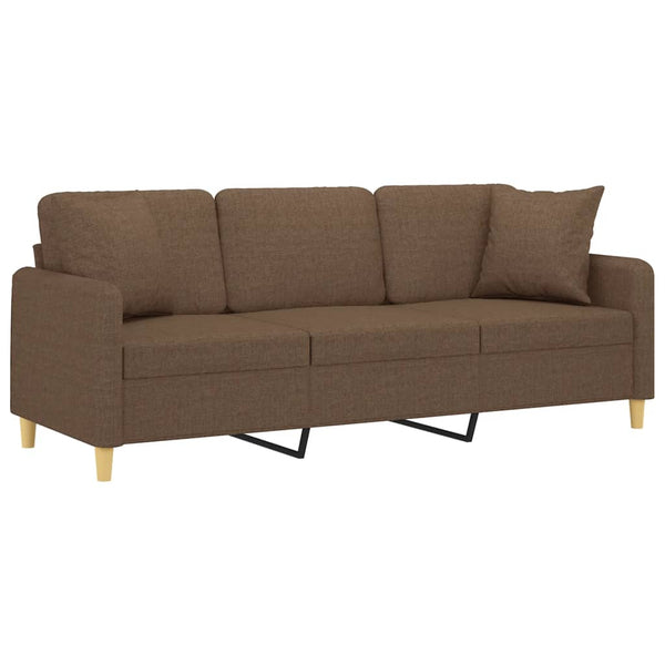 vidaXL 3-Seater Sofa with Throw Pillows Brown 180 cm Fabric