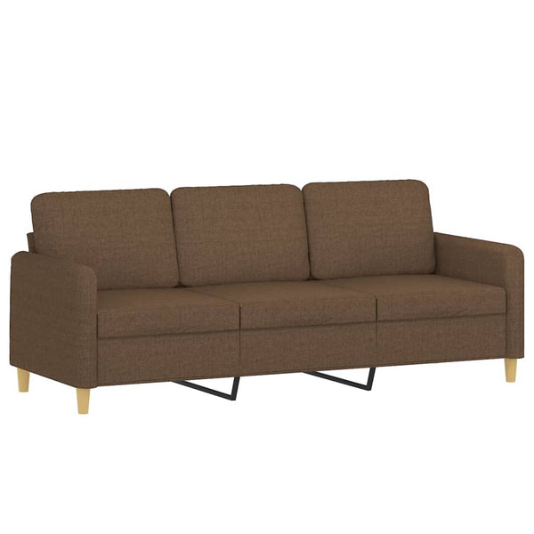 vidaXL 3-Seater Sofa with Throw Pillows Brown 180 cm Fabric