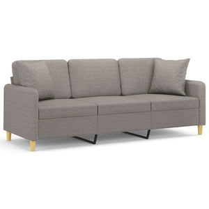 vidaXL 3-Seater Sofa with Decorative Pillows Taupe 180 cm Fabric