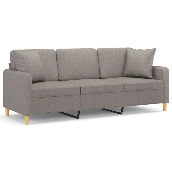 vidaXL 3-Seater Sofa with Decorative Pillows Taupe 180 cm Fabric