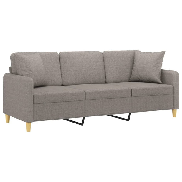 vidaXL 3-Seater Sofa with Decorative Pillows Taupe 180 cm Fabric