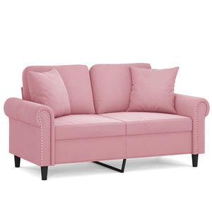 vidaXL 2-Seater Sofa with Decorative Pillows Pink 120 cm Velvet
