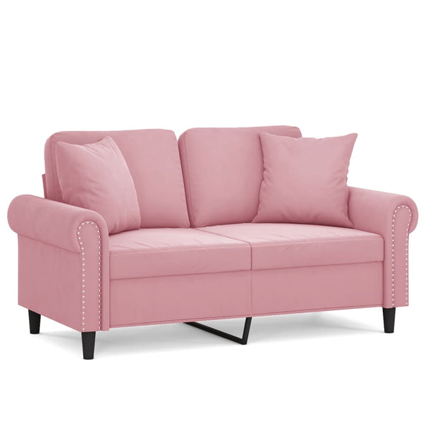 vidaXL 2-Seater Sofa with Decorative Pillows Pink 120 cm Velvet