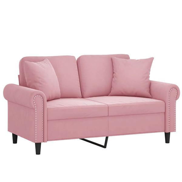 vidaXL 2-Seater Sofa with Decorative Pillows Pink 120 cm Velvet