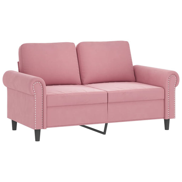 vidaXL 2-Seater Sofa with Decorative Pillows Pink 120 cm Velvet