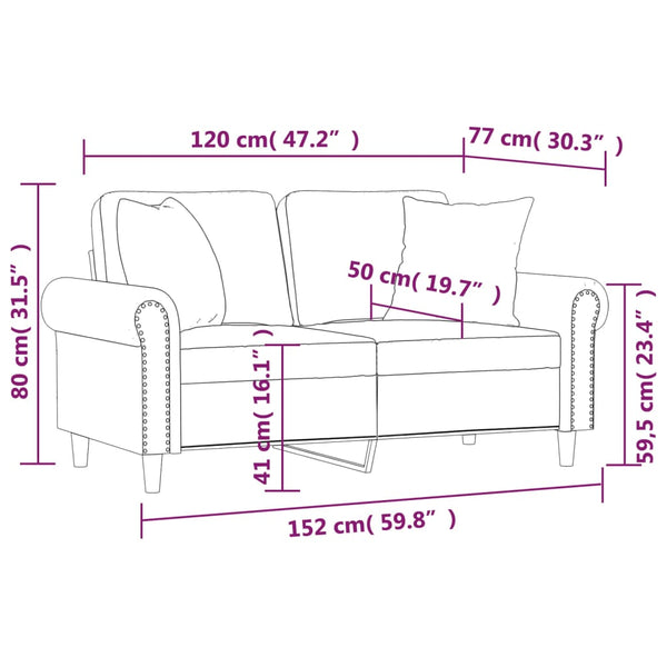 vidaXL 2-Seater Sofa with Decorative Pillows Pink 120 cm Velvet