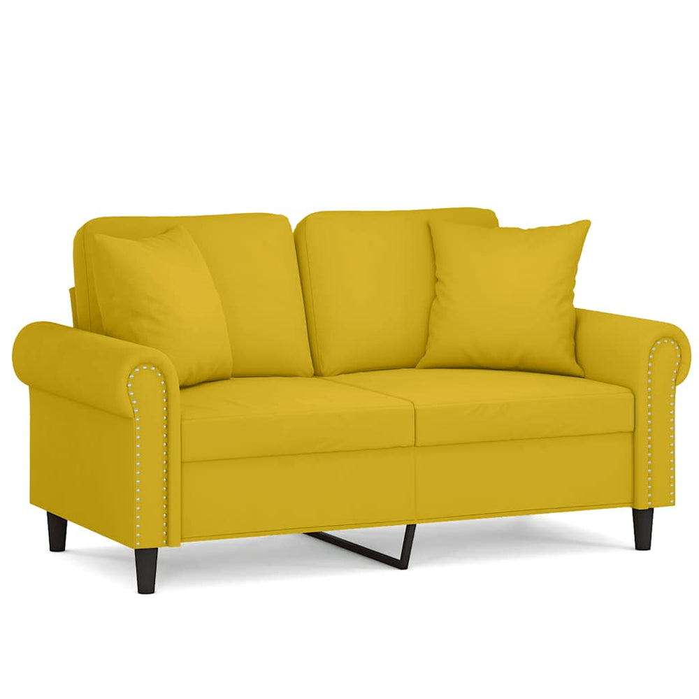 vidaXL 2-Seater Sofa with Decorative Pillows Yellow 120 cm Velvet