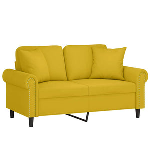 vidaXL 2-Seater Sofa with Decorative Pillows Yellow 120 cm Velvet