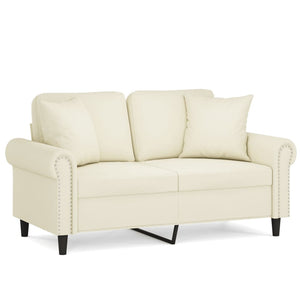 vidaXL 2-Seater Sofa with Throw Pillows Cream 120 cm Velvet