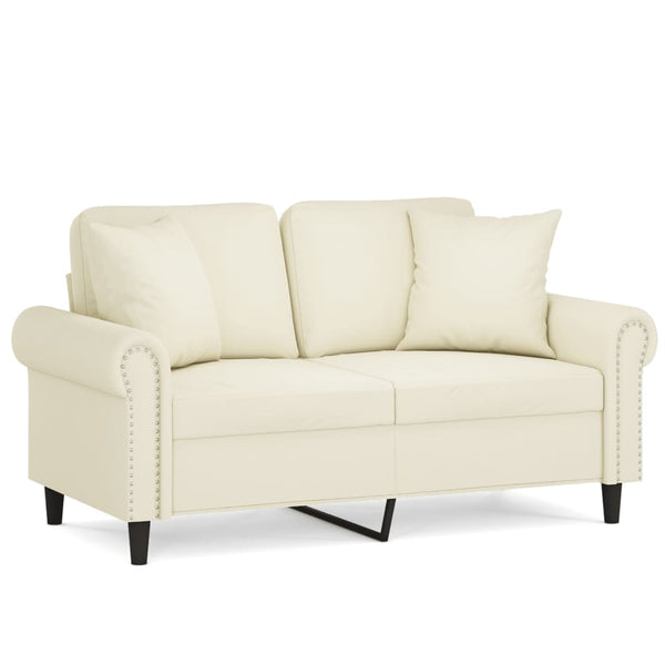 vidaXL 2-Seater Sofa with Throw Pillows Cream 120 cm Velvet