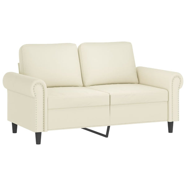 vidaXL 2-Seater Sofa with Throw Pillows Cream 120 cm Velvet