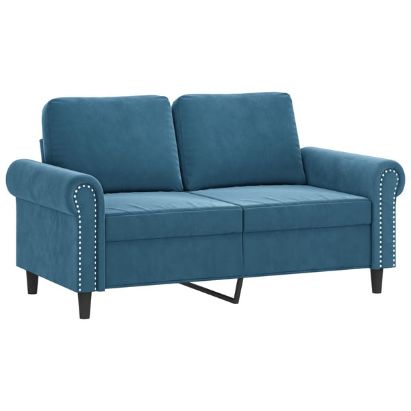 vidaXL 2-Seater Sofa with Throw Pillows Blue 120 cm Velvet
