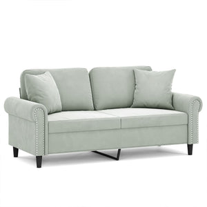 vidaXL 2-Seater Sofa with Decorative Pillows Light Gray 140 cm Velvet