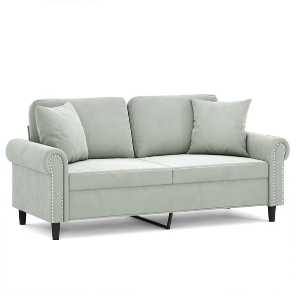 vidaXL 2-Seater Sofa with Decorative Pillows Light Gray 140 cm Velvet