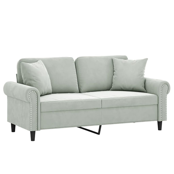vidaXL 2-Seater Sofa with Decorative Pillows Light Gray 140 cm Velvet