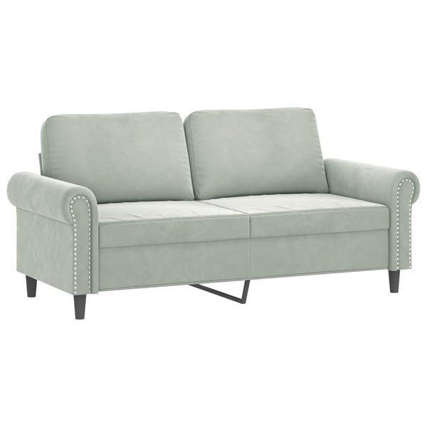 vidaXL 2-Seater Sofa with Decorative Pillows Light Gray 140 cm Velvet